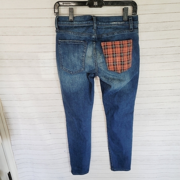 Current Elliott The Stiletto Tartan Plaid Pocket Skinny Jeans, Sz 27 - Picture 4 of 11